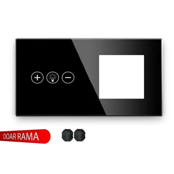 Panou întrerupător dimmer (Variator tensiune) WiFi+ramă priză din sticlă M1