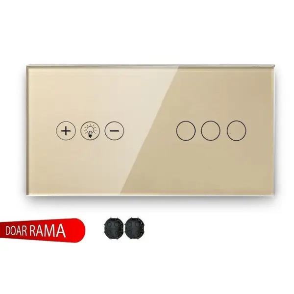 Panou întrerupător dimmer (Variator tensiune) WiFi+triplu din sticlă M1