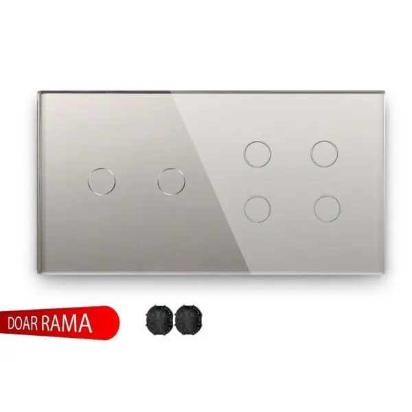 Panou întrerupător dublu+cvadruplu din sticlă M1