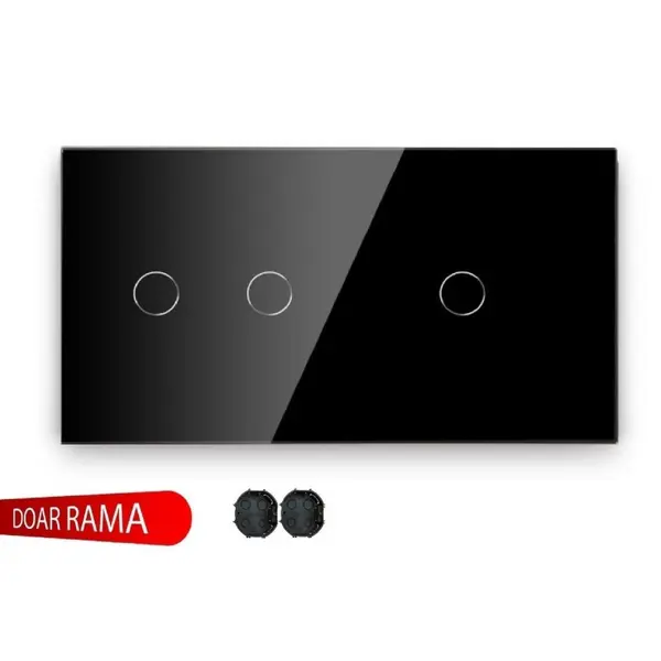 Panou întrerupător dublu+simplu din sticlă M1