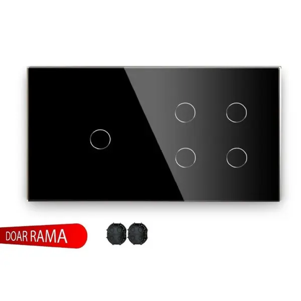 Panou întrerupător simplu+cvadruplu din sticlă M1