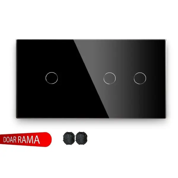 Panou întrerupător simplu+dublu din sticlă M1