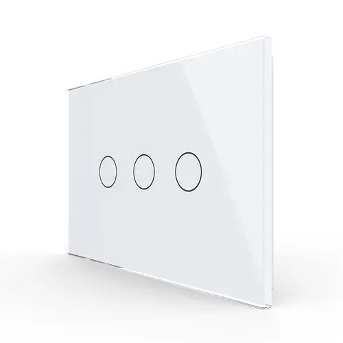 Panou intrerupator triplu cu touch Livolo din sticla, standard Italian – Serie noua (Alb)