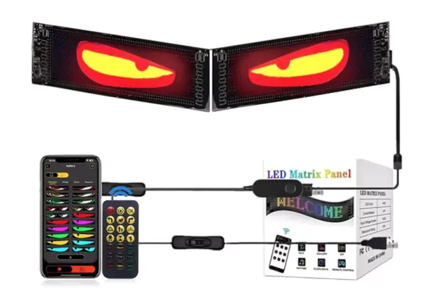 Panou LED RGB Auto 80x2 cm Flexibil Control Bluetooth prin Aplicatie + Telecomanda
