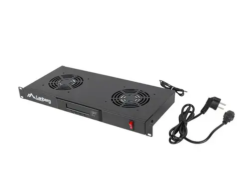 Panou ventilatie Lanberg 1U, 19inch, 2 ventilatoare, 230 V (Negru)