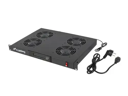Panou ventilatie Lanberg 1U, 19inch, 4 ventilatoare, 230 V (Negru)
