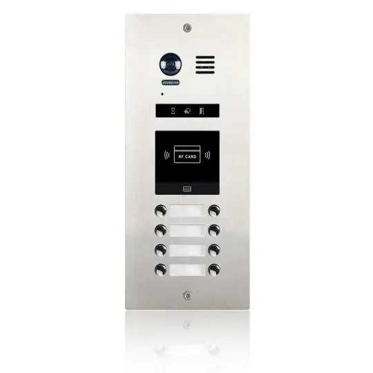 Panoul de apel video modular V-TECH DMR21-D8-ID cu camera wide angle, 8 butoane de apel, cititor RFID, antivandal, IP55