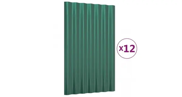 Panouri de acoperis 12 bucati,otel verde, 60x36 cm