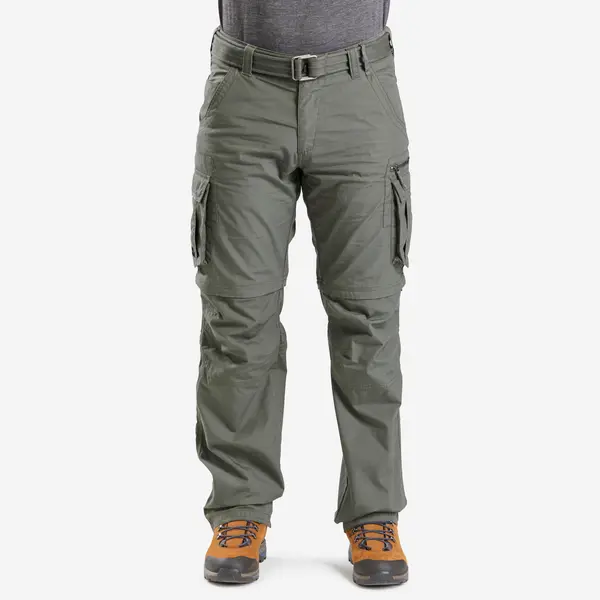 Pantalon Cargo Modulabil Trekking călătorie TRAVEL 500 Verde Bărbați