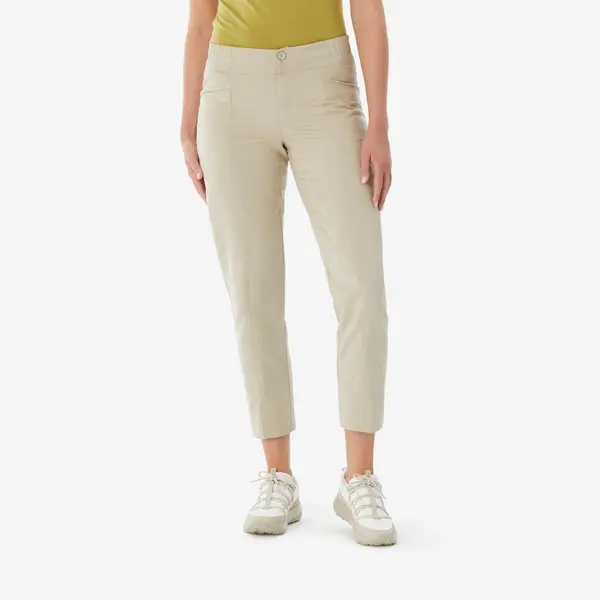 Pantalon de in Drumeție NH500 Bej Damă