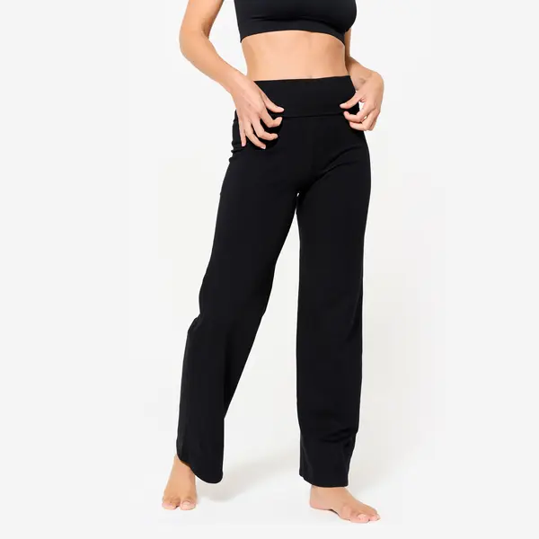 Pantalon de yoga bumbac moale talie înaltă Negru Damă