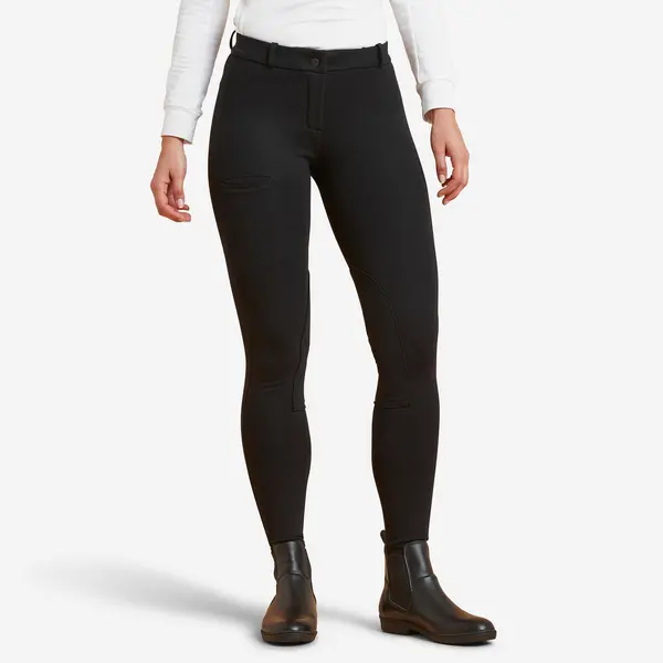 Pantalon echitație 100 Negru Damă