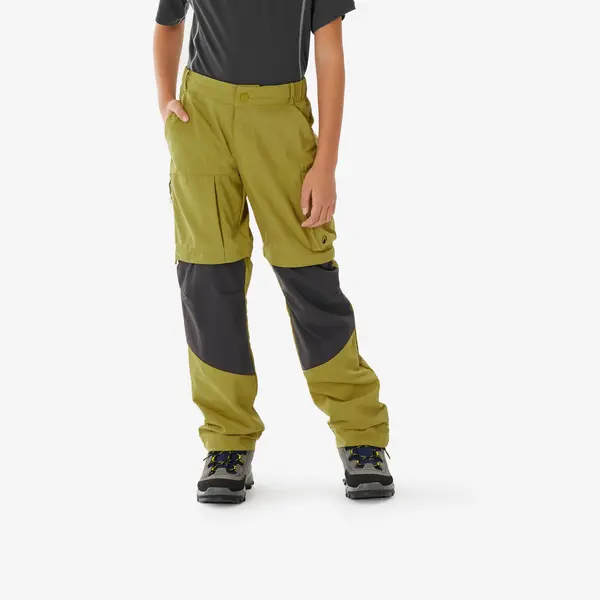 Pantalon Modulabil Drumeție MH500 Kaki-Galben Copii 7-15 ani