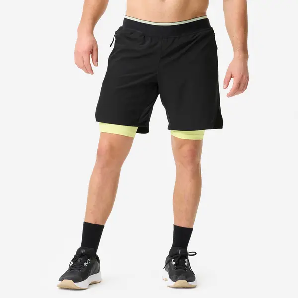 Pantalon scurt cross training respirant și ușor Celliant negru galben bărbați