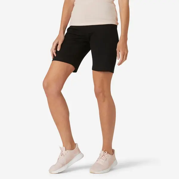 Pantalon scurt cu buzunare 500 Fitness Negru Damă
