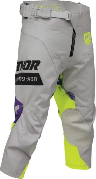 Pantaloni atv cross copii Thor Launchmode Bleach, culoare gri verde fluo, marime 26