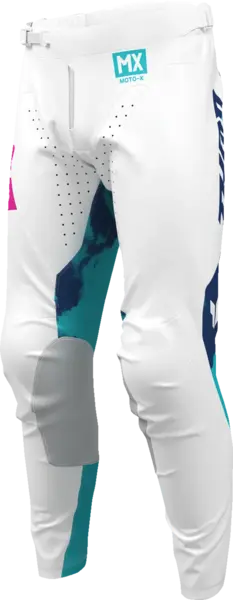 Pantaloni atv cross Thor Launchmode Bleach, culoare alb turcoaz, marime 38
