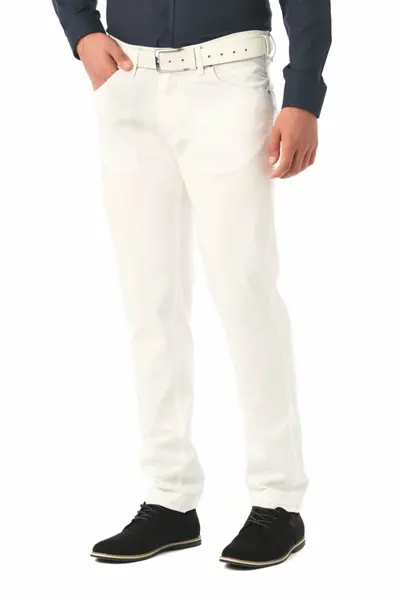 Pantaloni barbatesti subtiri, Forza, alb (Marime pantalon: W40)