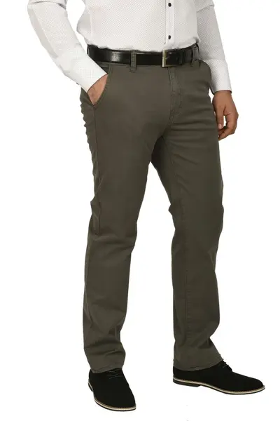 Pantaloni barbati, cu buzunare oblice, kaki prafuit