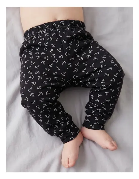 Pantaloni bebe, cu ancore, model bleumarin