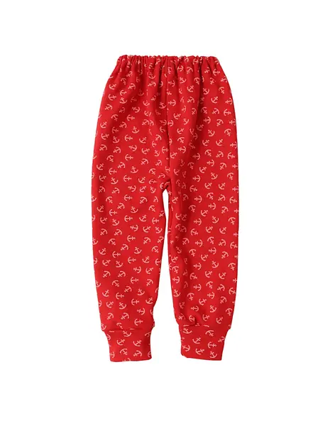 Pantaloni bebe, cu ancore, model rosu