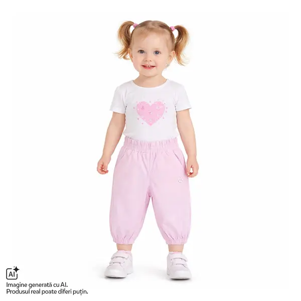 Pantaloni copii Chicco din poplin, Roz, 01836-70MFCO
