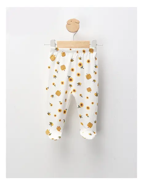 Pantaloni cu botosei Ace Trase, Albinute, alb