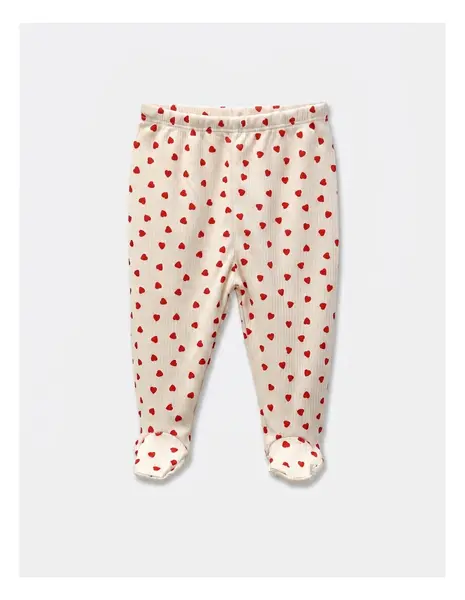 Pantaloni cu botosei Ace Trase, Inimioare, crem-rosu
