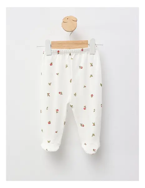 Pantaloni cu botosei Ace Trase Lalele, alb