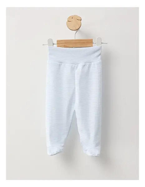 Pantaloni cu botosei alb-blue
