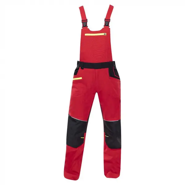Pantaloni de lucru 98% bumbac rosu cu pieptar, Ardon 4XSTRETCH 46, Roșu
