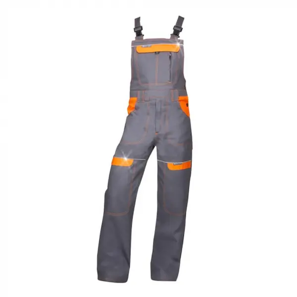 Pantaloni de lucru gri-portocaliu 100% bumbac cu pieptar, Ardon COOL TREND 46, PORTOCALIU