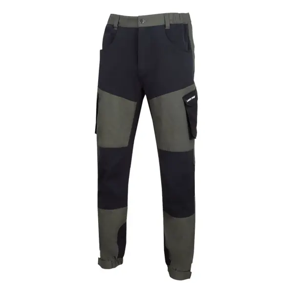Pantaloni de lucru Lahti PRO L4053802, verde-negru, marimea M, cu buzunare aditionale si material elastic 4 directii
