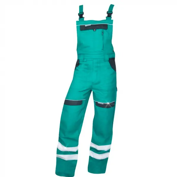 Pantaloni de lucru reflectorizanti cu pieptar, verde, COOL TREND 46, VERDE