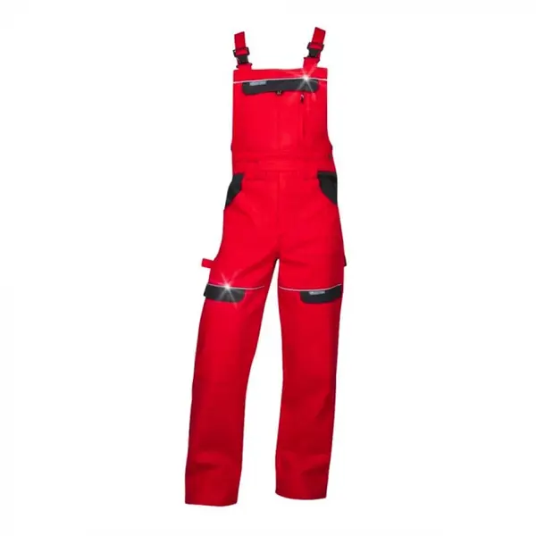 Pantaloni de lucru rosii 100% bumbac cu pieptar, culoarea rosu, Ardon COOL TREND 46, Roșu