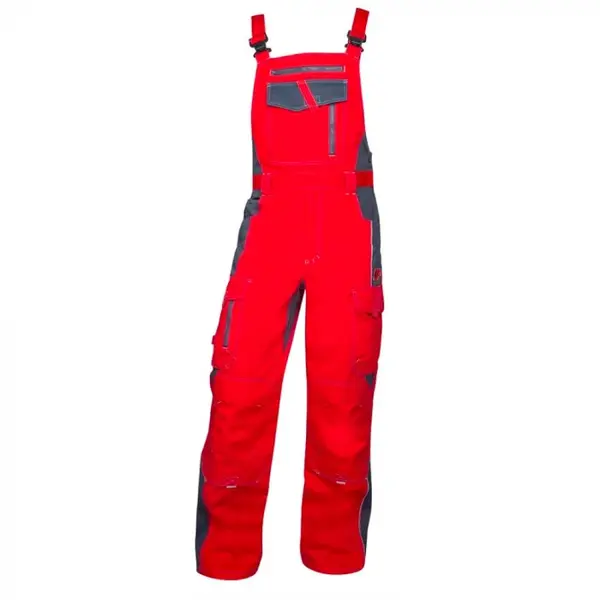 Pantaloni de lucru rosu-gri cu pieptar, Ardon VISION 52, Roșu