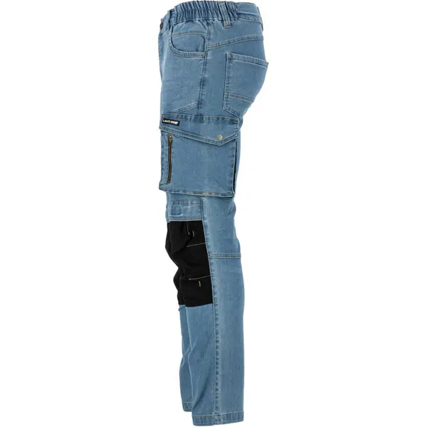 Pantaloni de lucru tip blugi slim fit Lahti PRO L4054702, marimea M, elastici, cu 9 buzunare si fermoar YKK