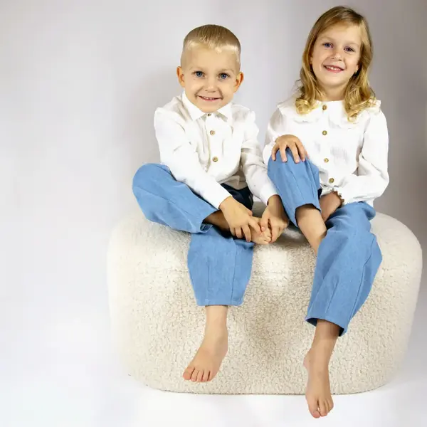 Pantaloni denim din bumbac pentru fete - 92