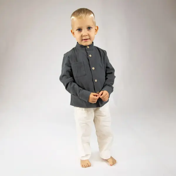 Pantaloni ecru din catifea pentru baieti - 116