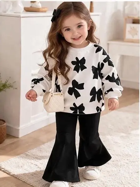 Pantaloni evazati si bluza DIANA - negru / 2-3ani