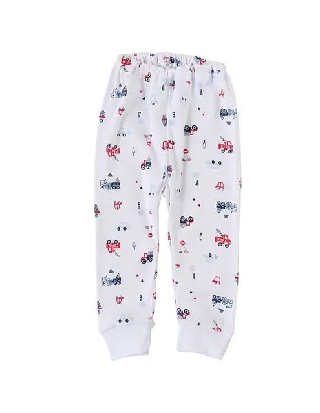 Pantaloni imprimati alb-rosu Fire Truck