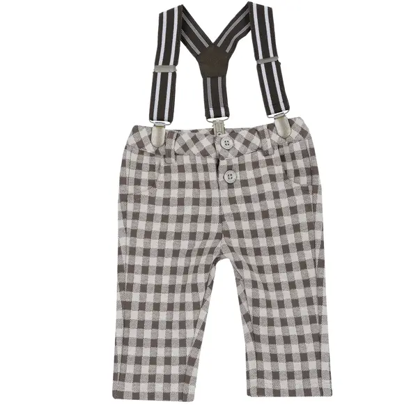 Pantaloni lungi bebelusi Chicco, bretele, Bej cu model, 00262-69MFCO