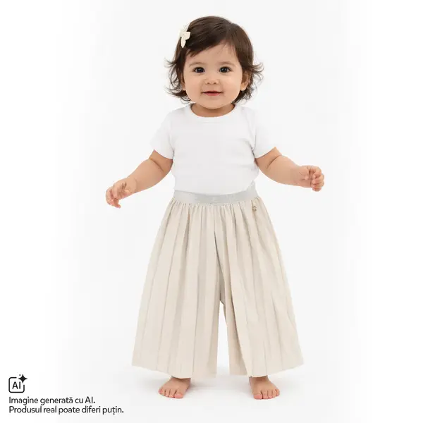Pantaloni lungi copii Chicco, Bej cu model, 01239-70MC