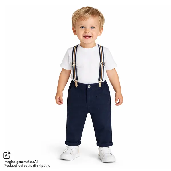 Pantaloni lungi pentru copii Chicco cu bretele, Albastru, 01707-70MFCO