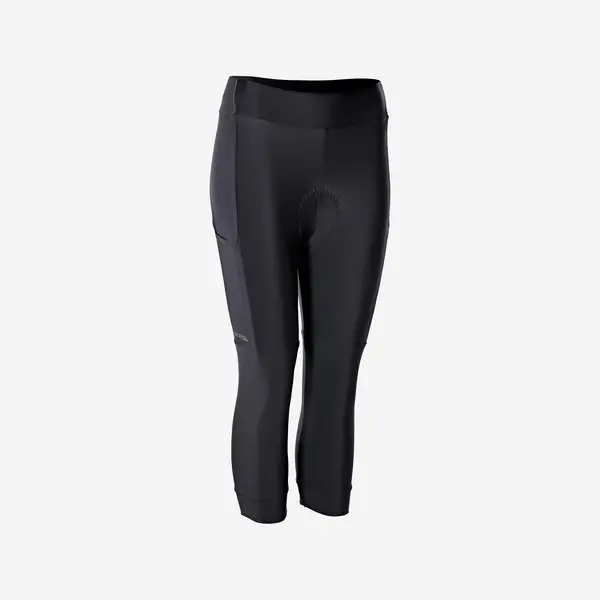 Pantaloni scurți ciclism traseu Damă, Discover negru