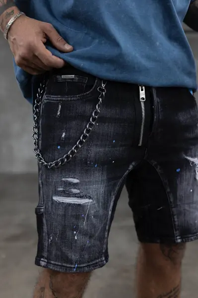 PANTALONI SCURTI SPLASH-BLUE BLACK PSBI8(16327) (MĂRIME: 30)
