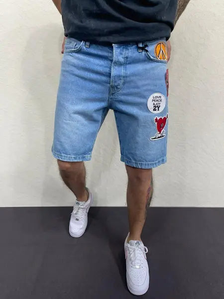 PANTALONI SCURTI STICKERS BLUE PSAS141(7323) (MĂRIME: 30)