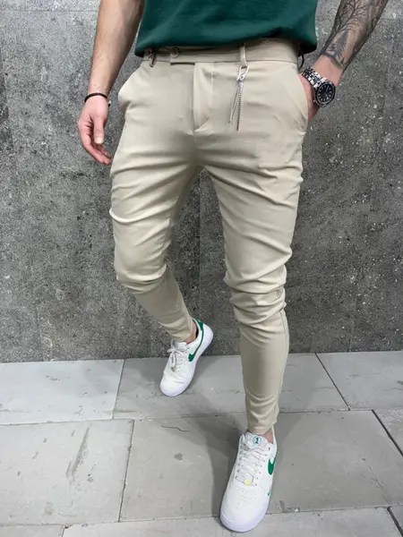 PANTALONI SLIM FIT CASUAL BEIGE BGAS1013(2010-6) (MĂRIME: 30)
