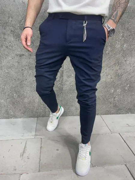 PANTALONI SLIM FIT CASUAL NAVY-BLUE BGAS1015(2010-6) (MĂRIME: 30)