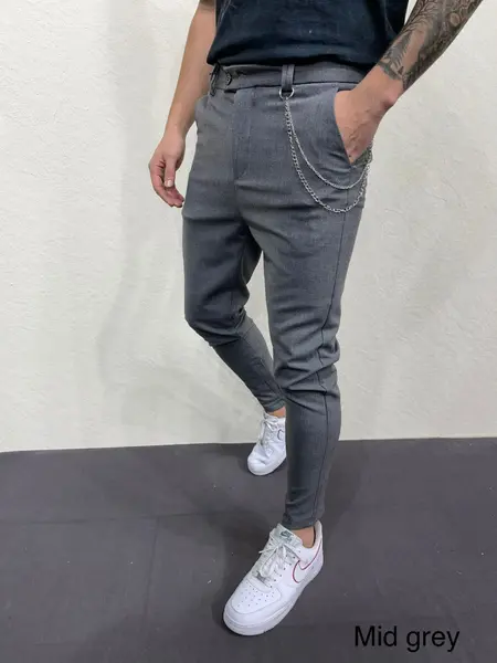 PANTALONI SLIM FIT ZIPPER MID-GREY BGAS944(1044-3) (MĂRIME: 30)
